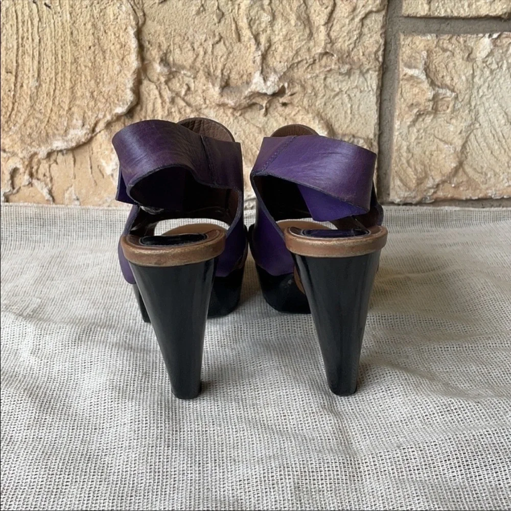 Marni Platform Purple & Taupe Perp Toe sandal heels sienna Size 35